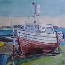 "Dalgety Bay Rescue Boat during Lockdown" by Margaret Cummins