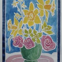 Lino cut print by Margaret Cummins