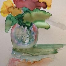 "Sweet Peas in a glass vase" by Jan Callender