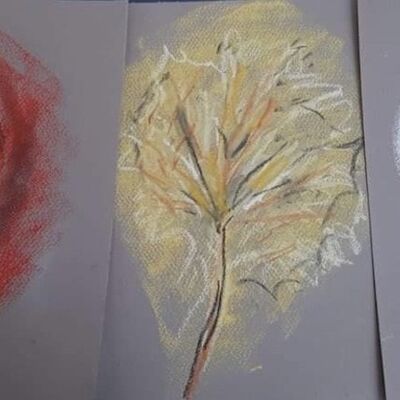 "Autumn Pastel Leaf Rubbings" by Liz Barclay
