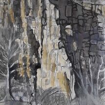 "Sunlight on Old Quarry Cliff (and me)" by Margaret Cummins