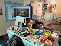 Gwyneth in charge of 'our wee shop"