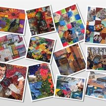 Grid work with collage and paint Apr 19
