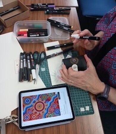 Indigenous inspired candle painting