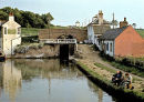 Anglers at Foxton on the Grand Union Canal in the late 1960's. Historical view.