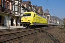 Euro-city train, Bacharach, Germany.