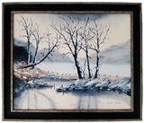 A Snowy Day - FRAMED OIL Painting