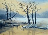 A Snowy Day - FRAMED OIL Painting
