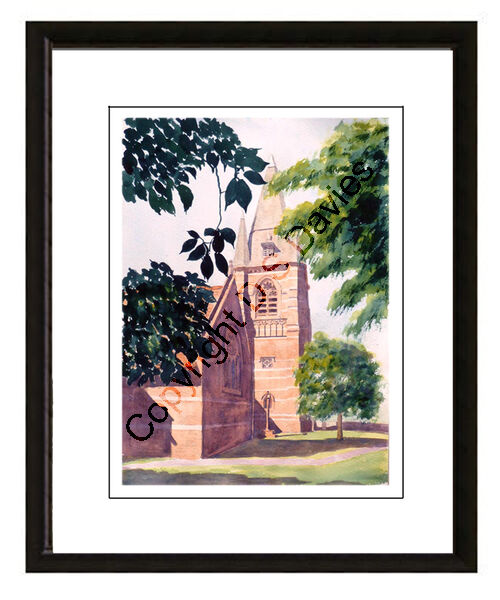 St Mary's Church, Pulford - Framed Watercolour