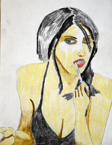 Alexandra Daddario, 2019, 15cm x 20.5cm, coloured pencils