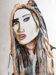 Ariana Grande, 2019, 15cm x 20.5cm, coloured pencils