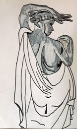 Art Noveau Figure, 6in x 8in, pens