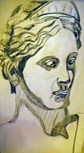 Athena, 11.5cm x 18cm, charcoal pencil