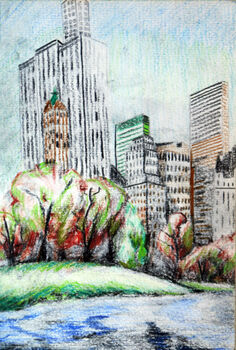 Autumn in the Big City, 2020, 15cm x 20.5cm, coloured pencils