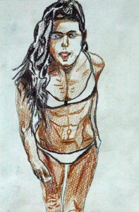Beach Abs, 15cm x 20.5cm, coloured pencils