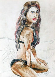Bikini Girl, 6in x 8in, coloured pencil