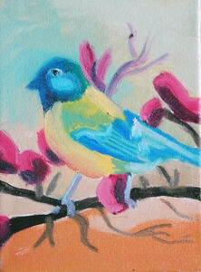 Blue Tit, 2019, 18cm x 24cm, oil