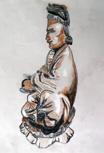 Buddha Statue, 21cm x 29.5cm, charcoal pencils