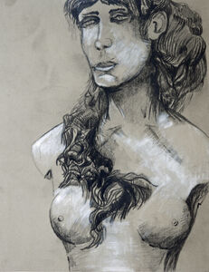 Bust, 2021, 24cm x 30.5cm, charcoal pencils
