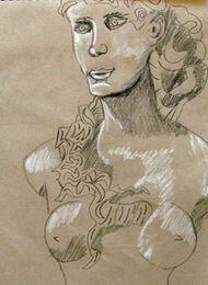 Bust, 9in x 12.5in, charcoal pencils