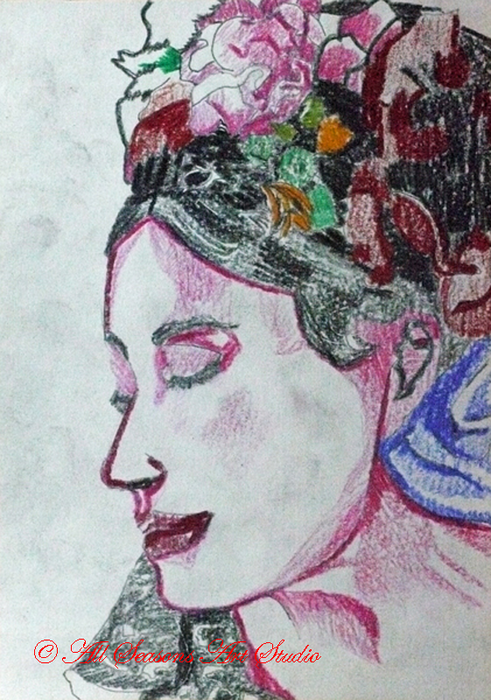 Carnival Time, 15cm x 20.5cm, coloured pencils