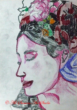 Carnival Time, 15cm x 20.5cm, coloured pencils
