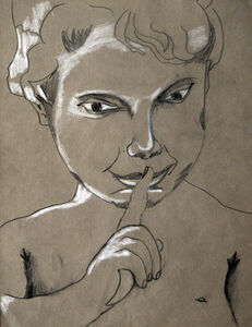 Cherub, 24cm x 30.5cm, charcoal pencils