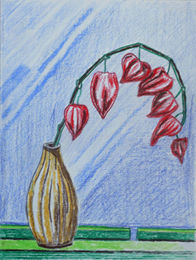 Chinese Lanterns, 6in x 8in, coloured pencils