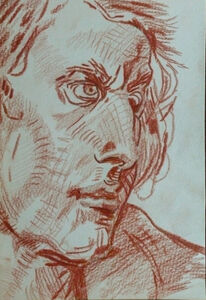 Copy after Greuze 01, 15cm x 20.5cm, sanguine pencil