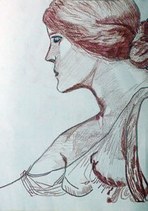 Copy after JW Waterhouse 02, 20cm x 29cm, sanguine pencil