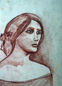 Copy after JW Waterhouse 03, 2020, 20cm x 29cm, sanguine pencil