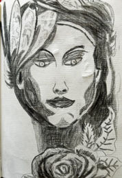 Cruella, 6in x 8in, charcoal pencil