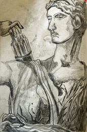 Diana Statue, 6in x 8in, charcoal pencil