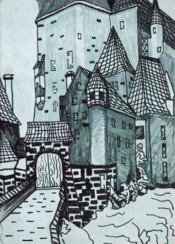 Eltz Castle, 15cm x 20.5cm, pens