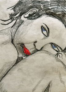 Femme Fatale, 15cm x 20.5cm, mixed media