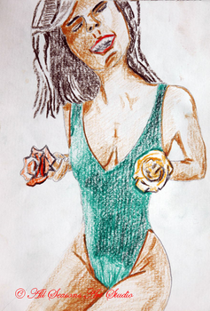 Flower Girl, 2020, 15cm x 20.5cm, coloured pencils