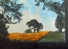 Fyvie Field, watercolour, 24cm x 37cm