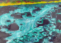 Giants Causeway, oil on paper, 20.5cm x 29.5cm