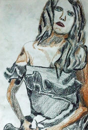Goth Girl, coloured pencil, 6in x 8in