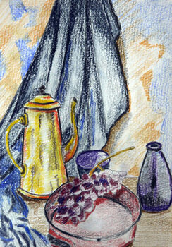 Grapes N Pots, 2020, 15cm x 20.5cm, coloured pencils,