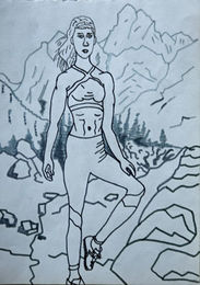 Heroine, 8in x 12in, pens