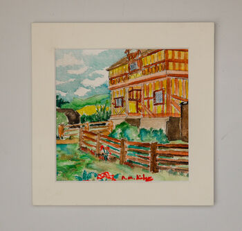 Home Farm, 2022, 16cm x 16cm, watercolour