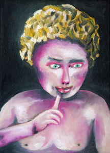 It's a Secret, 2022, 28cm x 38.5cm, oil