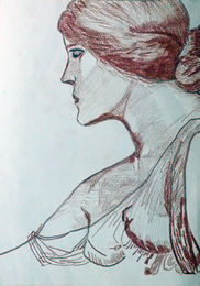 JW Waterhouse 03, sanguine pencil, 8in x 12in