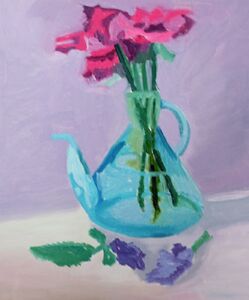 Jar and Lillies, 38cm x 44.5cm, oil