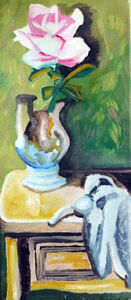 Jug and Rose, 2019, 20cm x 46cm, oil