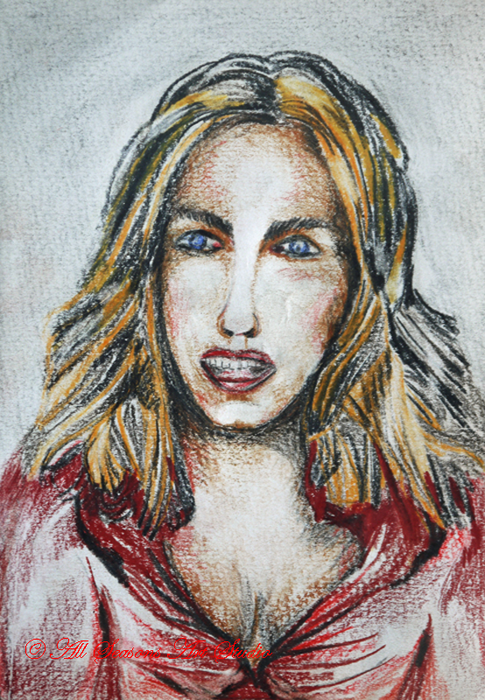 Kate Beckinsale, 2022, 15cm x 20.5cm, coloured pencils