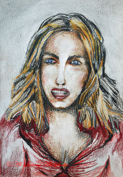 Kate Beckinsale, 2022, 15cm x 20.5cm, coloured pencils