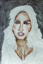 Kate Beckinsale, coloured pencil, 6in x 8in