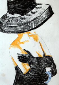 Lady in Black, 2019, 15cm x 20.5cm, mixed media